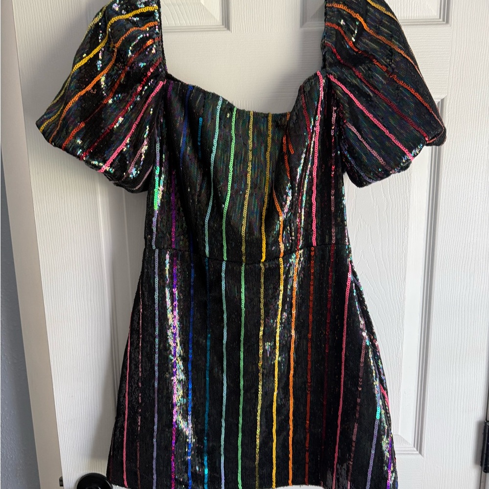Multicolor Sequin Striped Dress